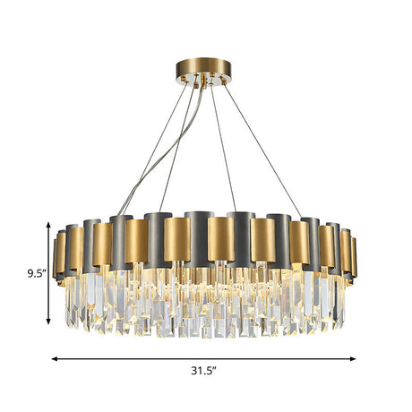 Modern Tiered Icicle Pendant Lamp - 8/12-Light Golden Chandelier Clear Crystal