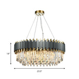 Layered Living Room Pendant Light - Grey Crystal Oblong Chandelier (8/12-Light) Contemporary Hanging