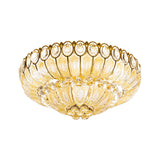 Gold Modernist Crystal Flush Ceiling Light - 21.5/29.5 Inch Wide Bowl Mount Lamp