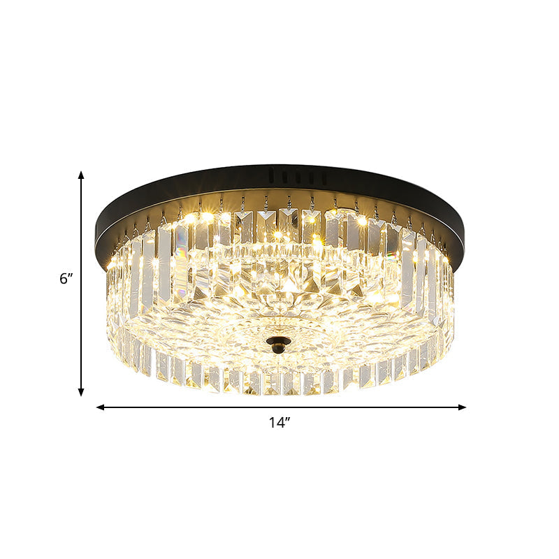 Modern Black Round Crystal Ceiling Lamp Choose From 10/14/18 Widths