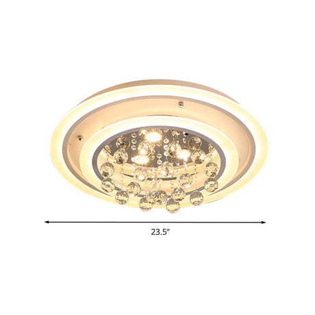 Modern Crystal Ball Round Flush Mount Light With Led Ceiling Light/Remote Control Dimming -
