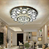 Led Living Room Ceiling Mounted Fixture With Chrome Finish And Flower Crystal Shade - 18/23.5/31.5