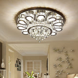 Led Living Room Ceiling Mounted Fixture With Chrome Finish And Flower Crystal Shade -