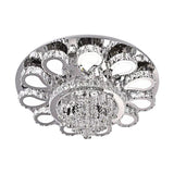 Led Living Room Ceiling Mounted Fixture With Chrome Finish And Flower Crystal Shade - 18/23.5/31.5