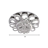 Led Living Room Ceiling Mounted Fixture With Chrome Finish And Flower Crystal Shade - 18/23.5/31.5