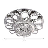 Led Living Room Ceiling Mounted Fixture With Chrome Finish And Flower Crystal Shade - 18/23.5/31.5