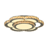 Contemporary Crystal Flush Mount Lamp: Floral Living Room Led Light Fixture In Warm/White -