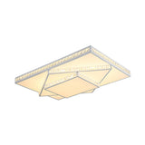 Contemporary Geometric Crystal Ceiling Light With Remote Control Dimming - Led Flush Mount Multiple