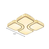 Contemporary Geometric Crystal Block Ceiling Light - Led Flush Mount 16/16.5/35.5 W White/3 Color