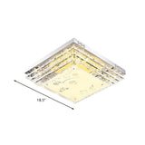 Contemporary Led Flush Mount Light - Rectangle/Square Shape With Crystal Rod And Acrylic Shade