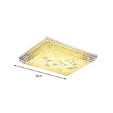 Contemporary Led Flush Mount Light - Rectangle/Square Shape With Crystal Rod And Acrylic Shade