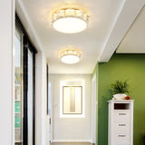 Modern Led Crystal Flush Mount Spotlight In Black/White - Round/Square Corridor Lighting