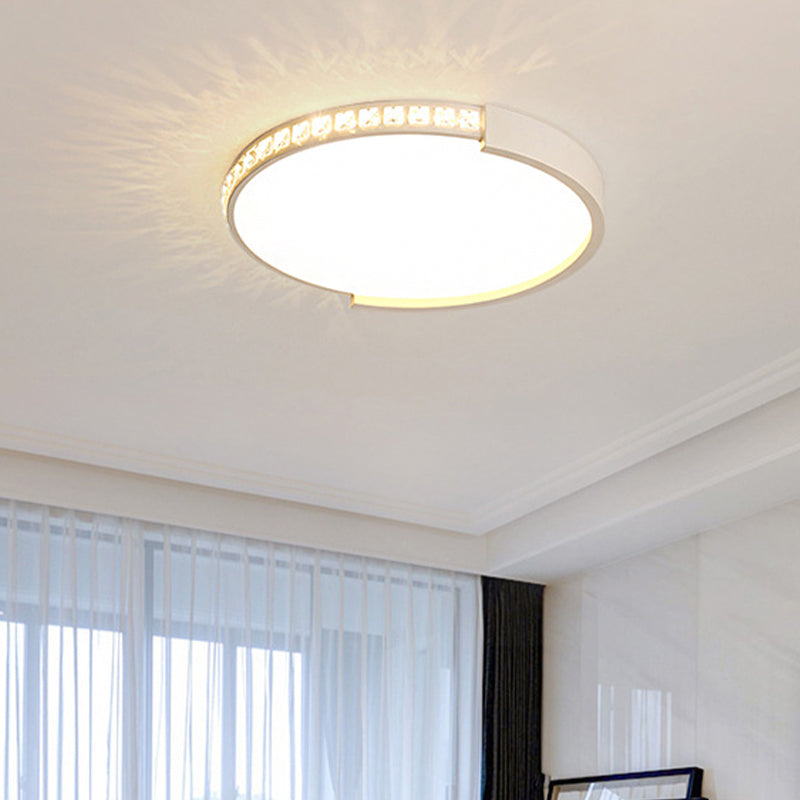 Simple White Led Flush Mount Crystal Lamp - 16.5’/20.5’/24.5’ Diameter