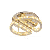 Sleek Led Crystal Semi Flush Mount Lighting For Bedroom With Warm/White/3-Color Light - Silver