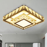 Simple Crystal Square Led Ceiling Light In Warm/White For Corridor - Recessed/Surface Mount