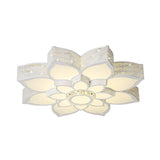 Lotus Crystal Flush Mount Light Fixture - White 23.5/29.5/35.5 W Led Ceiling In Warm/White