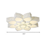 Lotus Crystal Flush Mount Light Fixture - White 23.5/29.5/35.5 W Led Ceiling In Warm/White