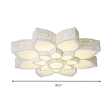 Lotus Crystal Flush Mount Light Fixture - White 23.5/29.5/35.5 W Led Ceiling In Warm/White