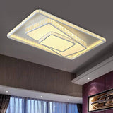 Minimalist Faceted Crystal White Ceiling Light Fixture - Led Flush Mount 19.5/23.5 W