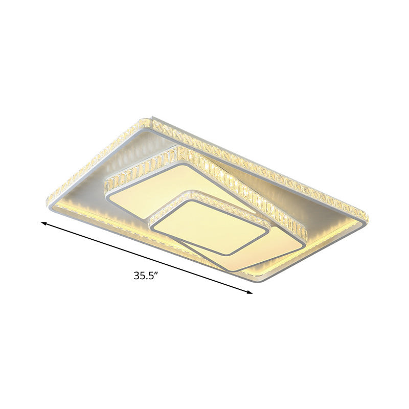 Minimalist Faceted Crystal White Ceiling Light Fixture - Led Flush Mount 19.5/23.5 W