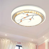 Simple Crystal Drum Ceiling Flush Mount - White Led Light For Bedroom (White/3 Color A/B)
