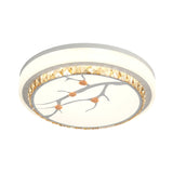 Simple Crystal Drum Ceiling Flush Mount - White Led Light For Bedroom (White/3 Color A/B)