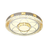 Modern Crystal Led Ceiling Light For Bedroom With White Flush Mount