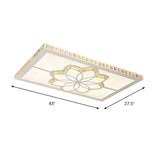 Contemporary Crystal Rectangle Ceiling Flush Mount With White Led Lighting For Living Room - Flower