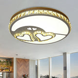 Heart Crystal Flush Mount Led Ceiling Lamp - Modern Bedroom Fixture In White