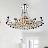Modern Chrome Crystal Boat Shape Ceiling Fixture With 6 Lights - Semi Flush Mount