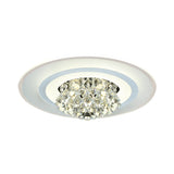 18/23.5 Led Round Flush Light Fixture - Elegant White Crystal Mount Lighting For Living Room In