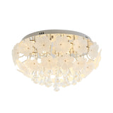 Modern Crystal Led White Flush Light - Petal Living Room Mount Lamp (16/19.5/23.5 Sizes)