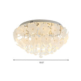 Modern Crystal Led White Flush Light - Petal Living Room Mount Lamp (16/19.5/23.5 Sizes)