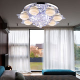 Modern Crystal Ball Flower Ceiling Light Gray Flush Mounted With 3/5/7 Heads In Warm/White