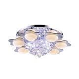 Modern Crystal Ball Flower Ceiling Light Gray Flush Mounted With 3/5/7 Heads In Warm/White