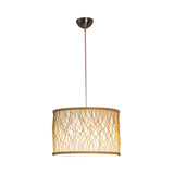 Modern Bamboo Pendant Light With Cylindrical Design And Wood Fixture