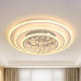 White Round Ceiling Lamp With Acrylic And Crystal Ball Led Flush Mount Light - Stepless