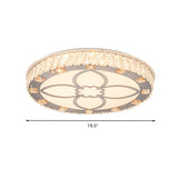 Contemporary Round Flush Mount Led Ceiling Light - White Acrylic Fixture With Crystal Accent