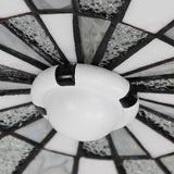 Rustic Stained Glass Flushmount Ceiling Light - Round 1-Light Fixture In Blue/White For Bedroom