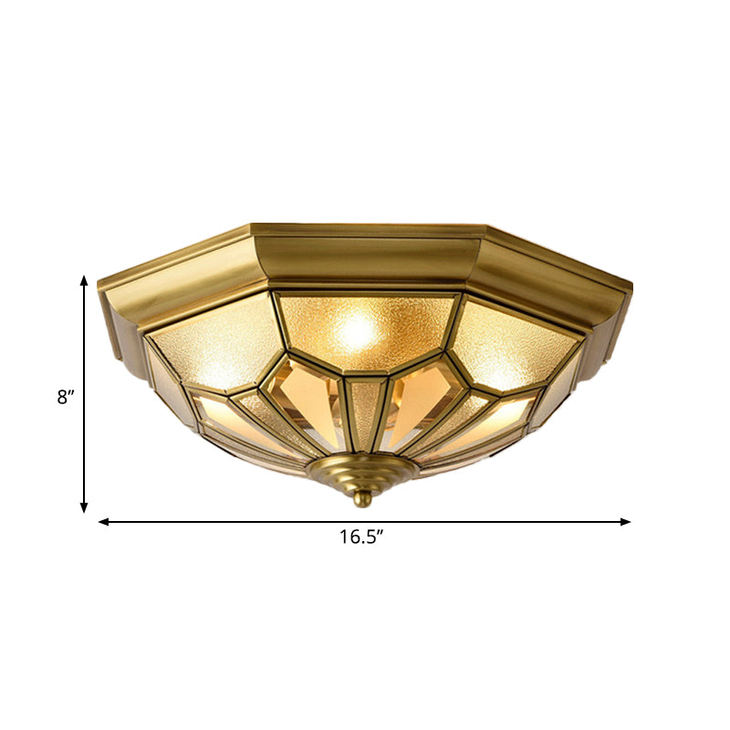 Vintage Metal Dome Flush Mount Light Fixture With 4 Brass Heads - Ideal For Living Room