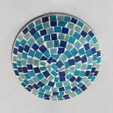 Tiffany Mosaic Glass Ceiling Light - Round Blue Flush Mount (12/16 Width) 1 Bulb