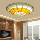 Vintage Stained Glass Flush Mount Ceiling Light Wide Bowl-Shaped Design (12/16) Orange / 12