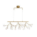 27-Bulb Island Light Brass Finish Hanging Lamp With Glass Shade - Minimalist Branch Design Clear
