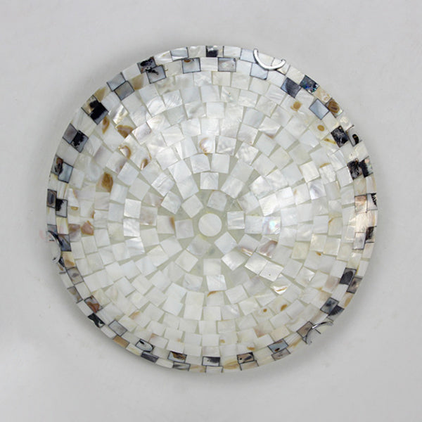 Vintage Mosaic Glass Flush Mount Ceiling Light - Beige Bowl 1 Bulb 12/16/19.5 Wide Ideal For Dining