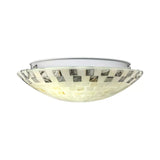 Vintage Mosaic Glass Flush Mount Ceiling Light - Beige Bowl 1 Bulb 12/16/19.5 Wide Ideal For Dining
