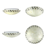 Vintage Mosaic Glass Flush Mount Ceiling Light - Beige Bowl 1 Bulb 12/16/19.5 Wide Ideal For Dining