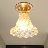Bell/Bowl Corridor Flush Mount Light - 6.5/7 Clear Glass 1 Bulb Brass Finish