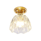 Bell/Bowl Corridor Flush Mount Light - 6.5/7 Clear Glass 1 Bulb Brass Finish