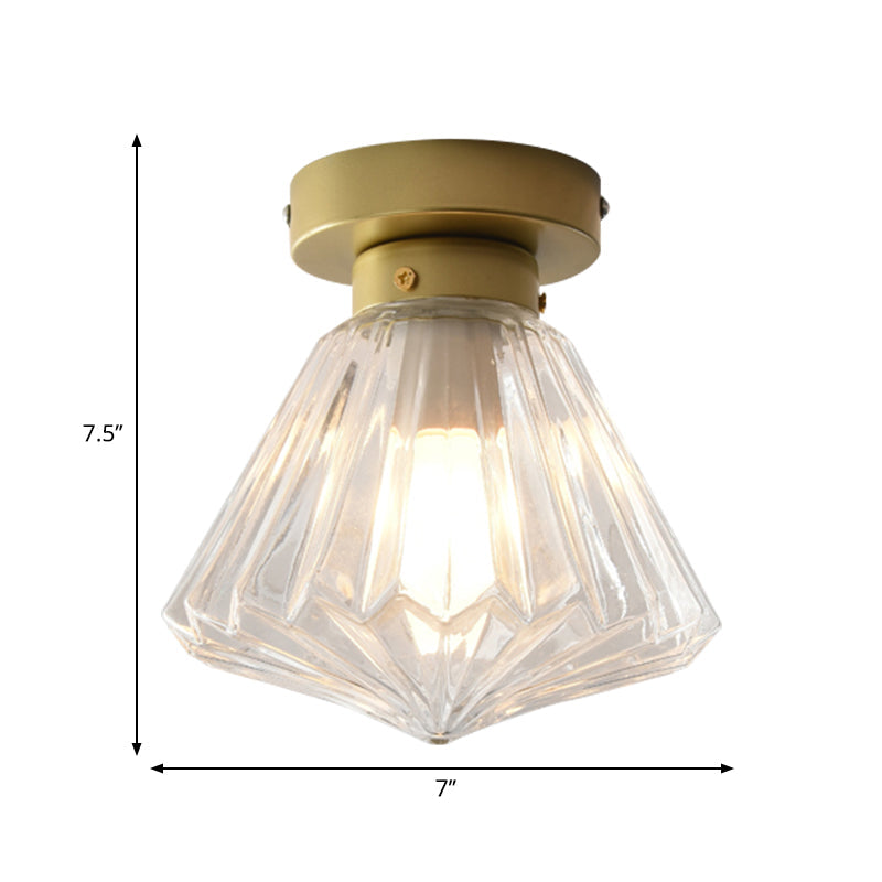 Colonial Clear Glass Scalloped Ceiling Fixture For Kitchen 6.5/7 W