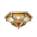 Colonialist 6-Head Seeded Glass Flush Mount Lamp With Brass Ceiling Fixture For Living Room